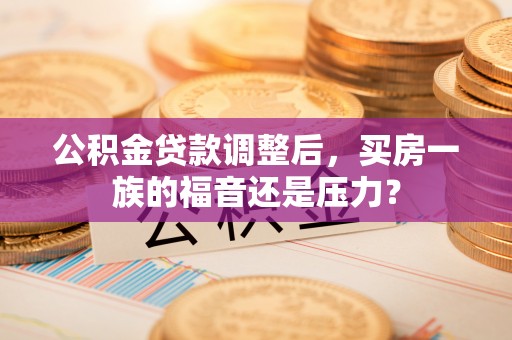 树林公积金贷款调整后，买房一族的福音还是压力？